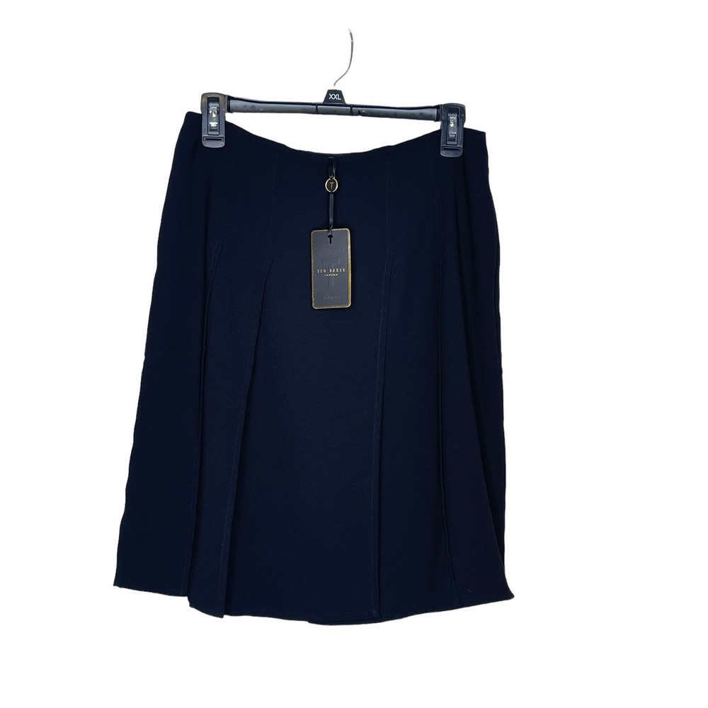 Ted Baker Women Mini Skirt Rheia Overlapping Panel Lined Black Size 29 NWT